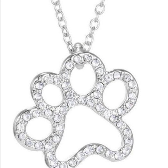 Necklace Paw Print in Rhinestones ! ADORABLE ! - Picture 7 of 15